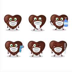Fototapeta premium A picture of chocolate love cartoon design style keep staying healthy during a pandemic