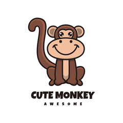 Illustration vector graphic of Cute Monkey, good for logo design