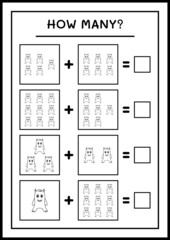 How many Monster, game for children. Vector illustration, printable worksheet