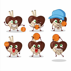 Talented white chocolate love cartoon character as a basketball athlete