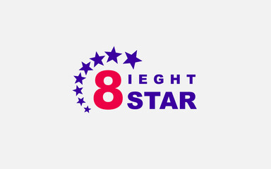 Eight star with number logo design concept, usable for anniversary logo, company etc