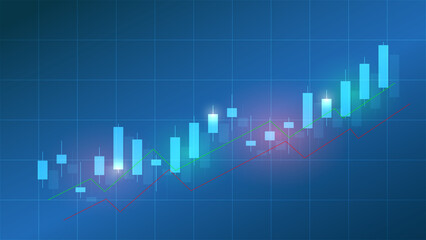 candlestick chart shows stock market price or financial investment profit. business success management background concept