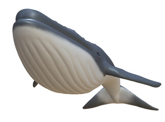 3D rendering of blue whale on white background with clipping path.