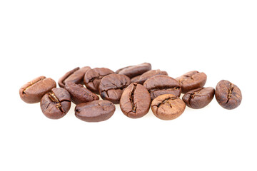 Roasted coffee beans isolated on white background