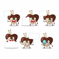 White chocolate love cartoon character bring information board