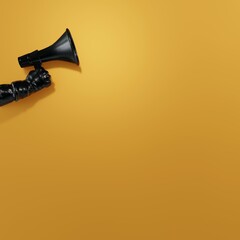 megaphone, handheld, announcement, loudspeaker with orange background