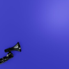megaphone, handheld, announcement, loudspeaker with blue background