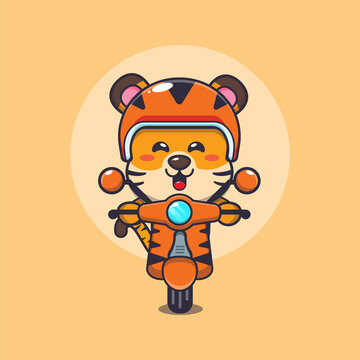 cute tiger mascot cartoon character ride on scooter