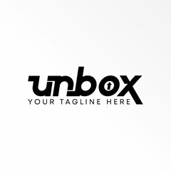 Letter or word UNBOX connected font with aroow image graphic icon logo design abstract concept vector stock. Can be used as a symbol related to watermark.