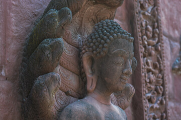 Side of buddha ancient at the Thailand temple.