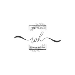 Initial Letter WH Signature Handwriting Template Logo Vector
