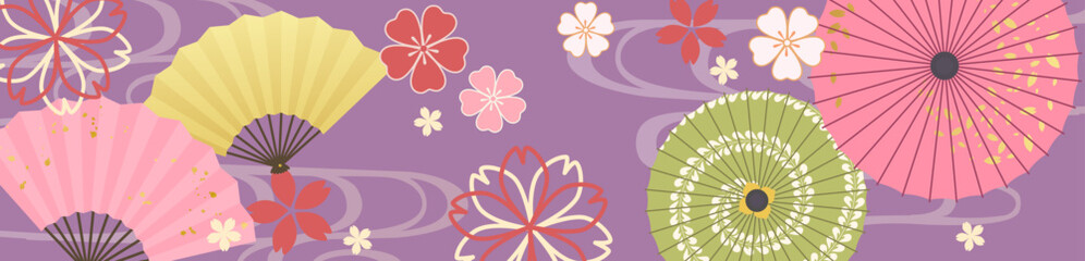 春の桜のピンク色の和柄のベクターイラスト 帯 雛祭り 入学 花見 4月 3月 フレーム Art Holiday Japanese Japan Kimono Wall Mural Honyojima