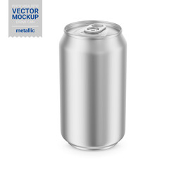 Metallic tin can mockup. Vector illustration.