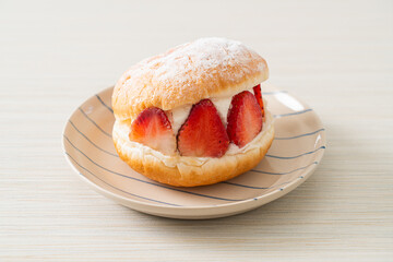 donut burger strawberry with fresh cream cheese
