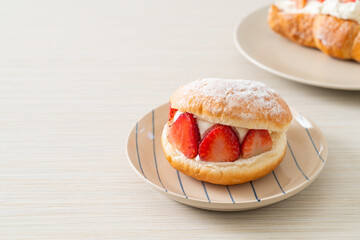 donut burger strawberry with fresh cream cheese