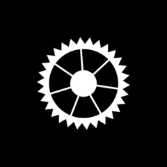 White gear of a large mechanism. Round gear, connection of important elements. The concept of joint action, part, progress, teamwork. The shape of the accurate mechanism object. Vector illustration.