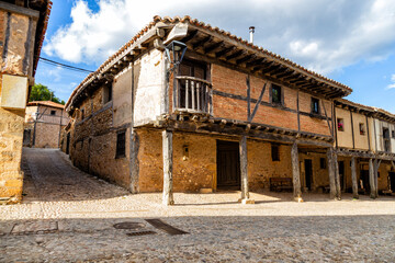 Old houses, typical medieval architecture in Calatanazor, Soria, Castile and Leon community, Spain
