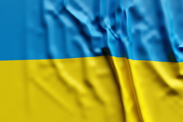 3D illustration of Ukraine national developing flag. Country symbol.