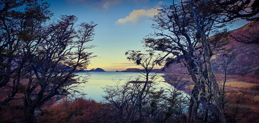Fototapeta premium sunset over the river