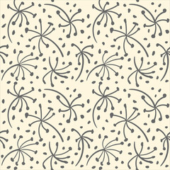 Floral seamless background. Hand drawn print for fabric and other surface. Vector pattern