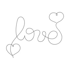 Love. Continuous drawing of a single line. Hand-drawn vector