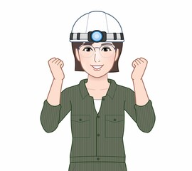 緑のつなぎを着た女性のイラスト