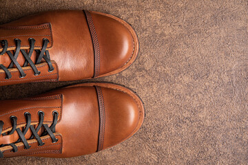 Handcrafted men's brown leather boots 