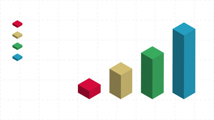 bar chart with different color. business statistic information on white background