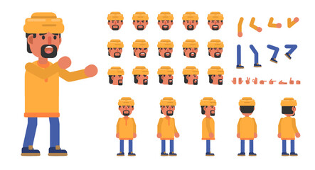 Creation kit of a man in traditional Indian outift. Modern vector illustration. Create your own pose, action, animation