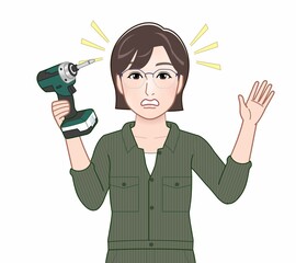 DIYをする女性のイラスト