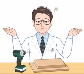 白衣を着た研究者の男性