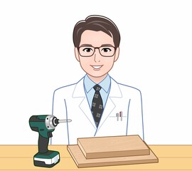 白衣を着た研究者の男性