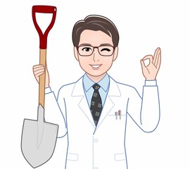 白衣を着た研究者の男性