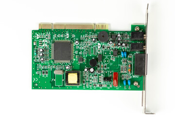 Printed circuit board. Electronic computer hardware technology. Motherboard digital chip. Technical...