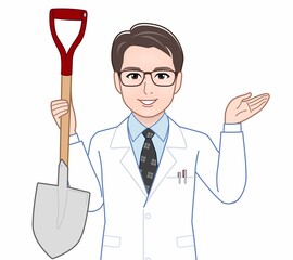 白衣を着た研究者の男性