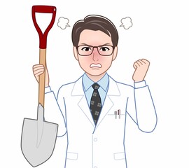 白衣を着た研究者の男性