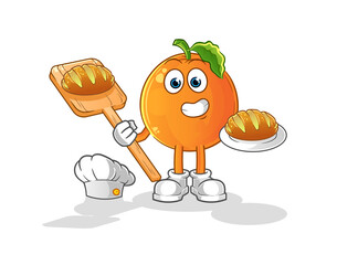 Orange baker with bread. cartoon mascot vector