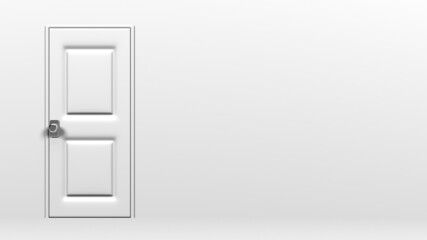 White door.
3D illustration for background.