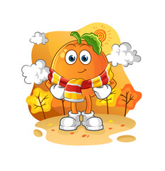 Obraz na płótnie Canvas Orange in the autumn. cartoon mascot vector