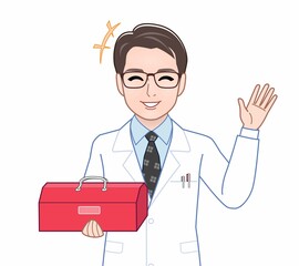 白衣を着た研究者の男性