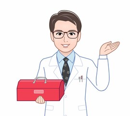 白衣を着た研究者の男性