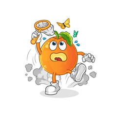Orange catch butterfly illustration. character vector