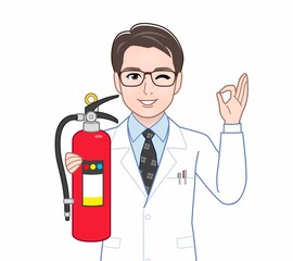 白衣を着た研究者の男性