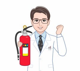 白衣を着た研究者の男性