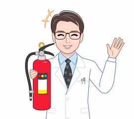 白衣を着た研究者の男性