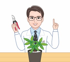 白衣を着た研究者の男性