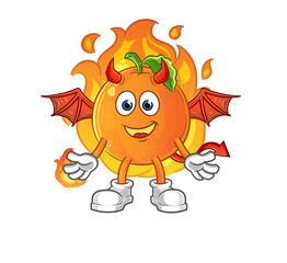 Orange demon with wings character. cartoon mascot vector