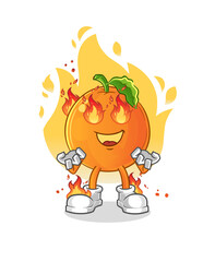Orange on fire mascot. cartoon vector