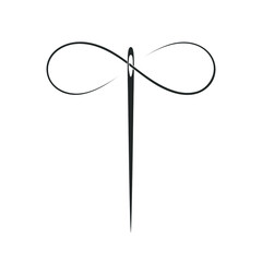 Needle graphic icon. Sign sewing needle with thread isolated on white background. Hand sewing symbol. Vector illustration