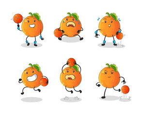 Orange basketball player group character. mascot vector